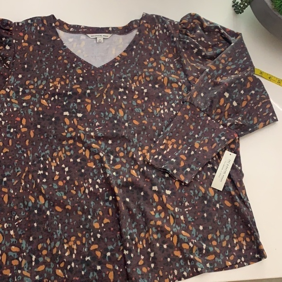 Zac & Rachel Women’s 3X waffle knit long sleeve puff shoulder v neck new - Picture 5 of 5